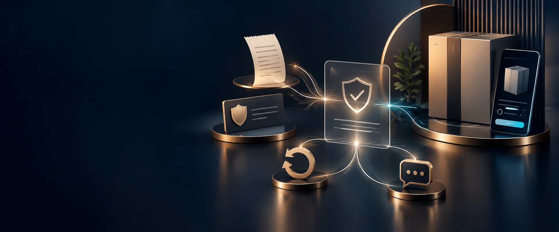 Abstract consumer and business framework connecting products, transactions, warranties, refunds and grievance handling